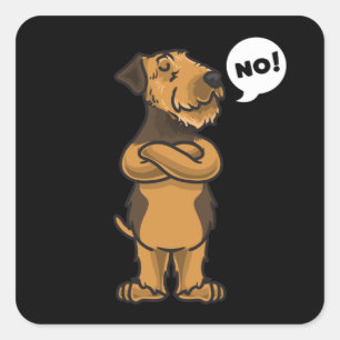 Sticker Carré Stubborn Airedale Terrier Dog