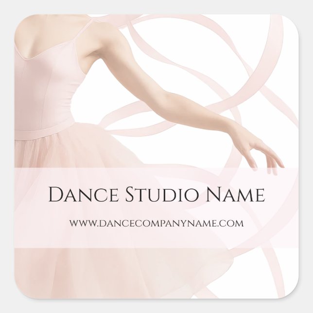 Sticker Carré Studio de danse professeur pastel rose Entreprise (Devant)