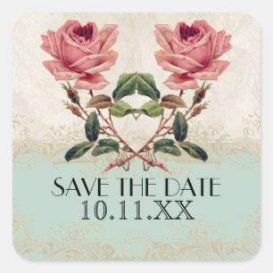 Sticker Carré Style baroque Rose Vintage Mint n Crème Lace