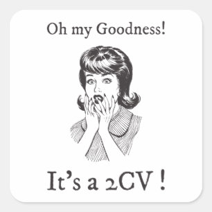 Sticker Carré Style de bande dessinée Oldtimer 2CV