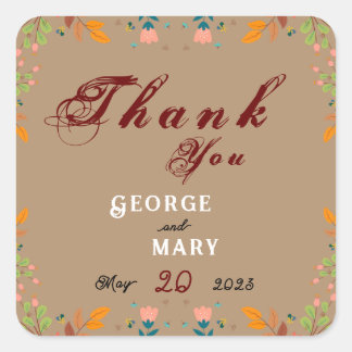 Sticker Carré Style floral   