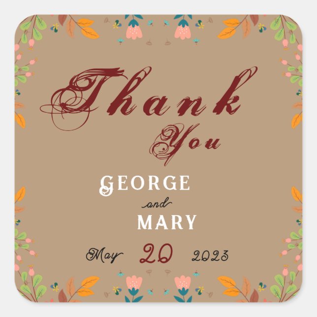 Sticker Carré Style floral    (Devant)