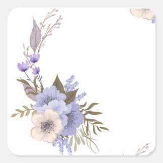 Sticker Carré Style floral de boutique violet