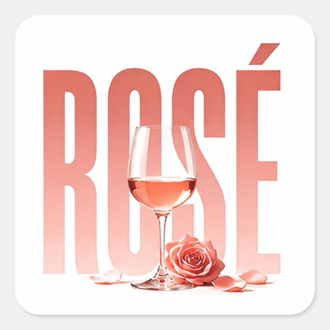 Sticker Carré Style graphique de luxe pour éditorial de vin rosé (Devant)