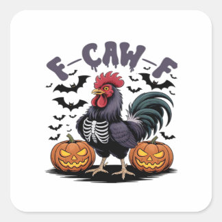 Sticker Carré Style humoristique gothique corbeau drôle F Caw F