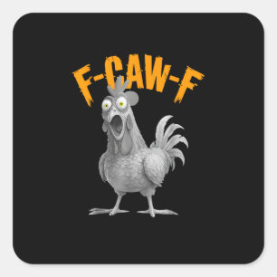 Sticker Carré Style Rétro Classique Poulet Drôle F Caw F