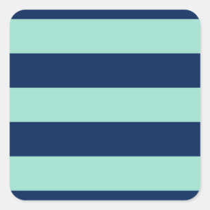 Sticker Carré Style Seafoam Green et Navy Stripes