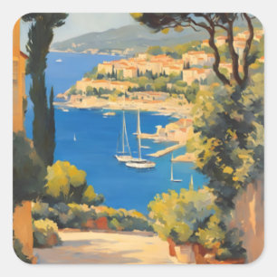 Sticker Carré Style vintage Côte d'Azur