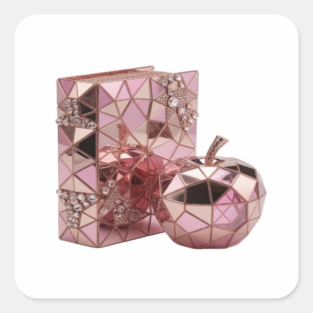 Sticker Carré Style Vinyl Abstrait Carré Argent (Devant)