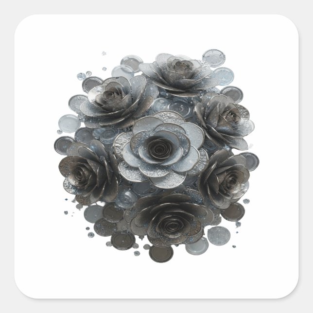 Sticker Carré Style vinyle abstrait gris croquant (Devant)