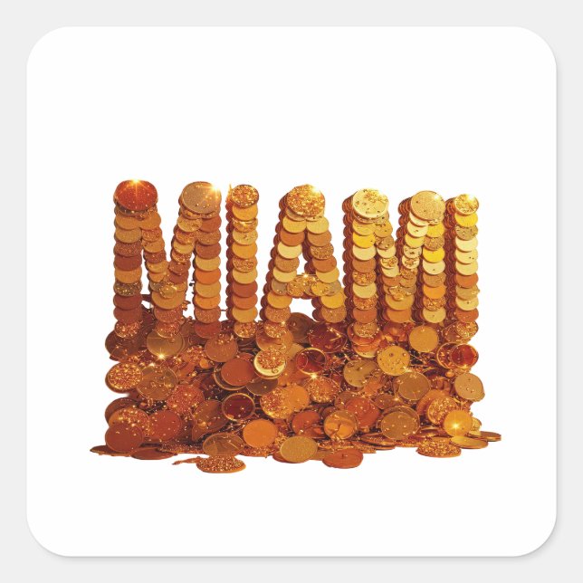 Sticker Carré Style vinyle MIAMI or Cool Gold (Devant)
