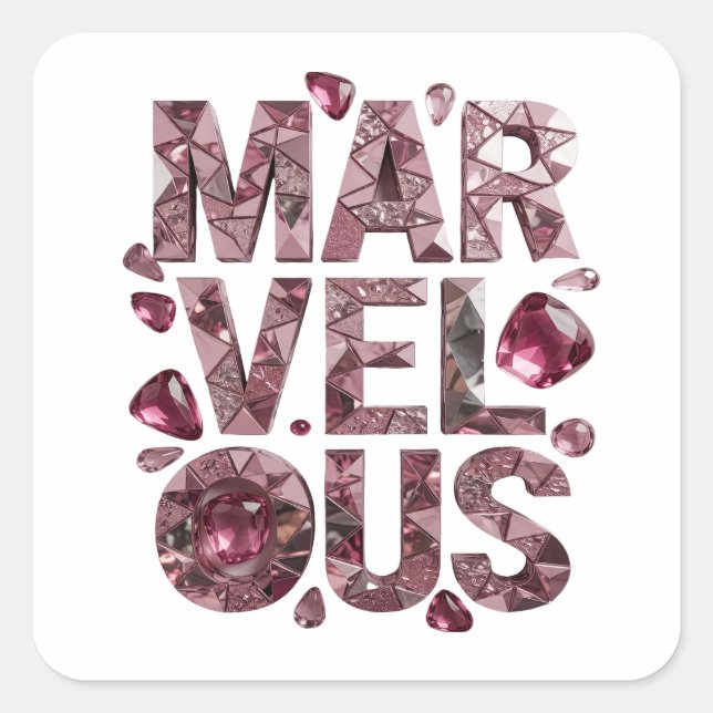 Sticker Carré Style vinyle rose merveilleux unique (Devant)
