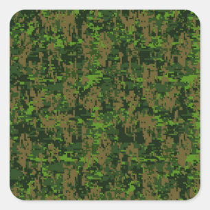 Sticker Carré Style Woodland Camouflage numérique Décor Accent