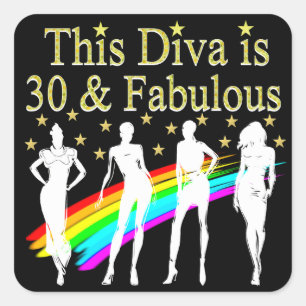 STICKER CARRÉ STYLISH 30 ET FABULOUS 30E ANNIVERSAIRE CONCEPTION