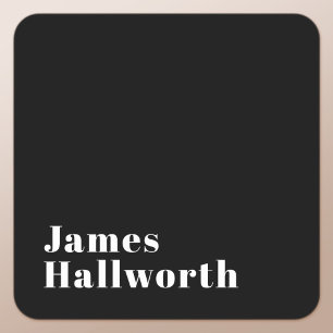 Sticker Carré Stylish Editable Retro Modern Name (ou autre texte