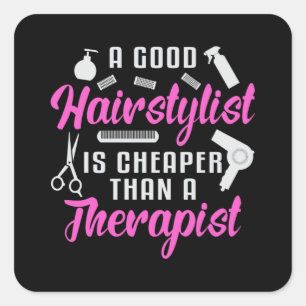 Sticker Carré Styliste Cheveux Barber Ciseaux Thérapie Cheveux C