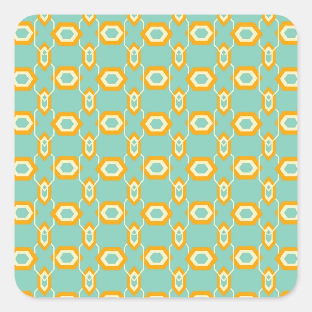 Sticker Carré Stylized geometric pattern in bold orange hexagon (Devant)