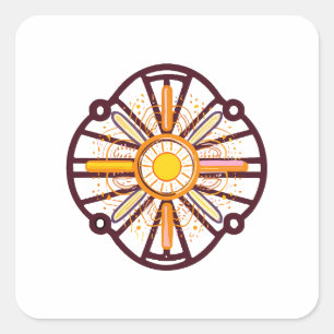 Sticker Carré stylo en bois de mandala