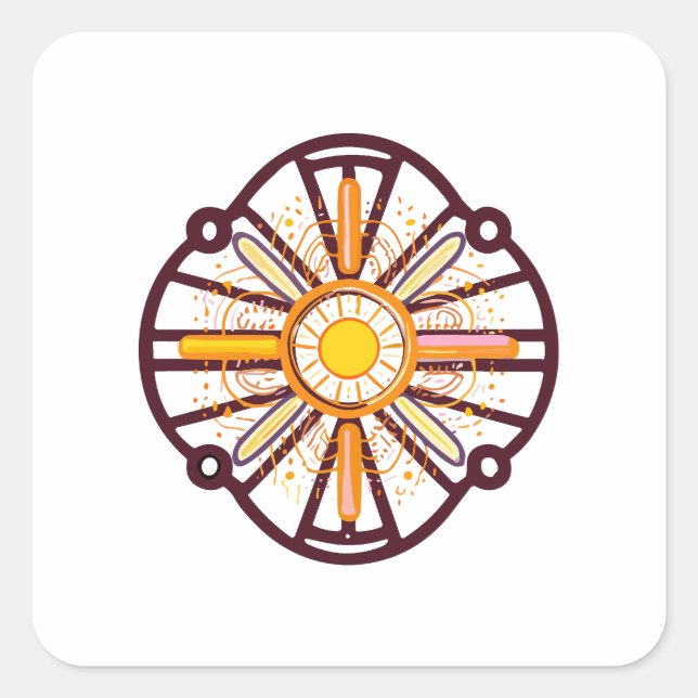 Sticker Carré stylo en bois de mandala (Devant)