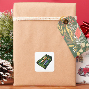 Sticker Carré Stylos Dans Une Boîte