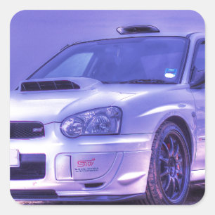 Sticker Carré Subaru Impreza WRX STi Spécifications C en blanc