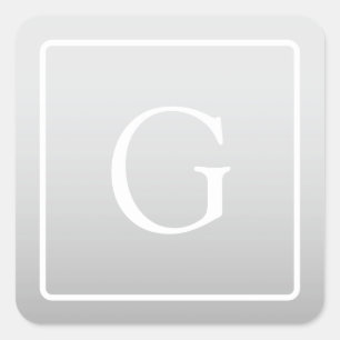 Sticker Carré Subtil Gray Gradient Nom de famille Monogramme