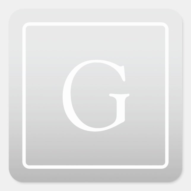 Sticker Carré Subtil Gray Gradient Nom de famille Monogramme (Devant)
