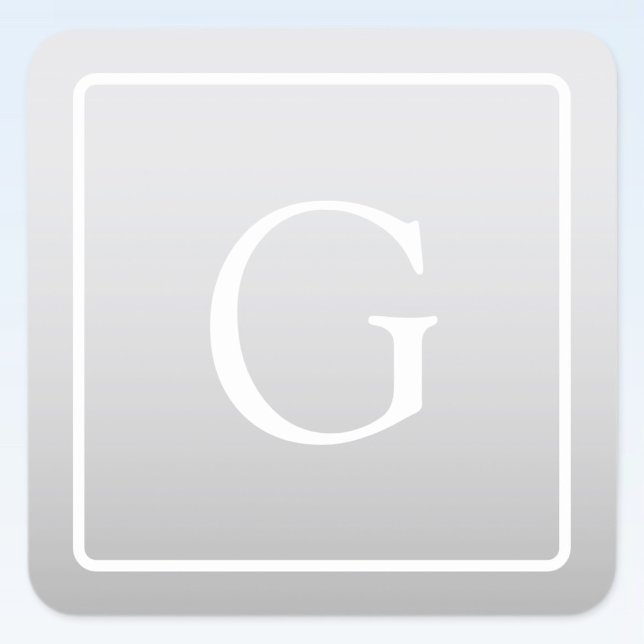 Sticker Carré Subtil Gray Gradient Nom de famille Monogramme (Créateur téléchargé)