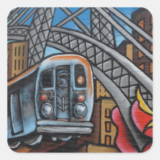 Sticker Carré Subway train urban graffiti art