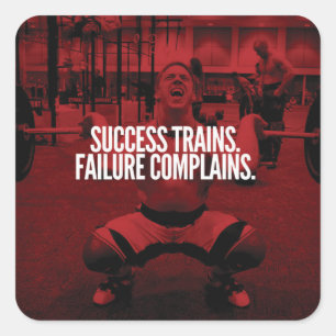 Sticker Carré Succès Trains Échec Plains. Motivation du gymnase