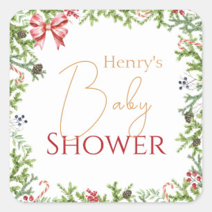 Sticker Carré Succursales de Noël Baby shower Neutre hommes