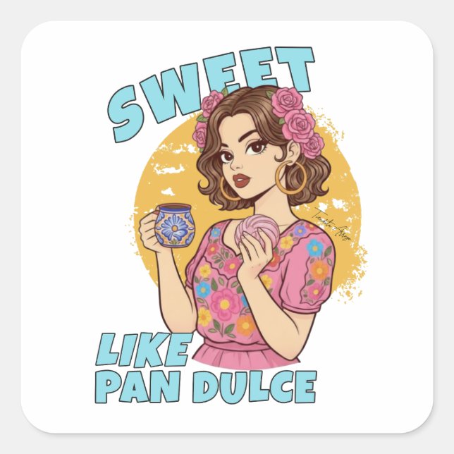 Sticker Carré Sucré comme Pan Dulce Conchas & Cafecito  (Devant)