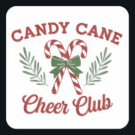 Sticker Carré Sucre de canne Christmas Cheer Club Coquette Corre<br><div class="desc">Sucre de canne Christmas Cheer Club Coquette Correspondance</div>
