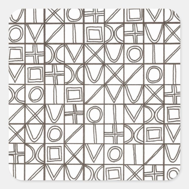 Sticker Carré Sudoku Two-Black And White Abstract Art (Devant)