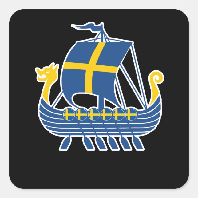 Sticker Carré Suède Viking Ship Cadeau Valhalla Swedish Viking (Devant)