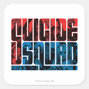 Sticker Carré Suicide Squad   et logo bleu