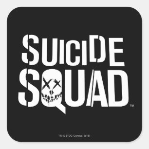 Sticker Carré Suicide Squad   Logo blanc
