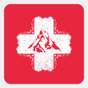 Sticker Carré Suisse Alpes Matterhorn - Suisse