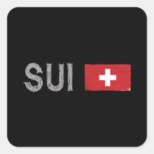 Sticker Carré Suisse Football Fan Shirt Drapeau Suisse