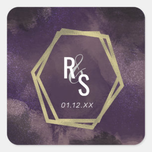 Sticker Carré Suite de Mariage Abstrait de splash violet Faux Go