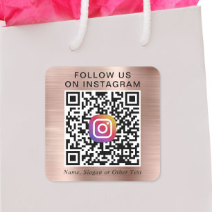 Sticker Carré Suivez-nous sur Instagram QR Code Rose Gold