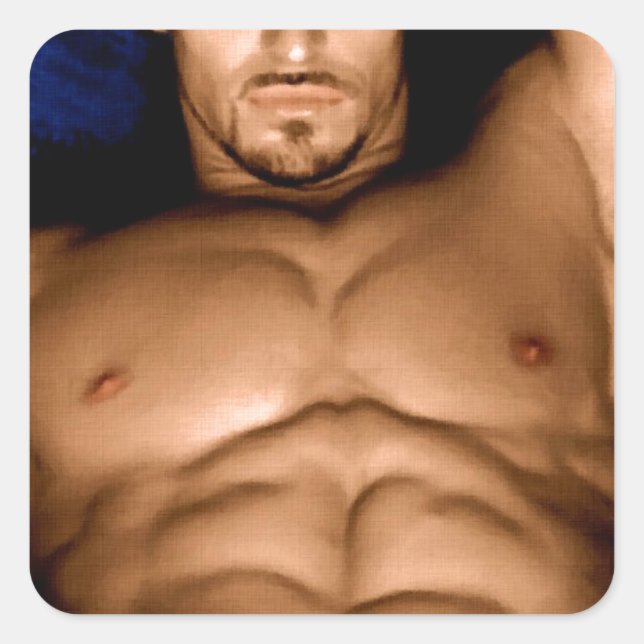 Sticker Carré Sultry Man sur lit - peinture originale (Devant)