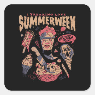 Sticker Carré Summerween - Drôles de films gothiques d'horreur H