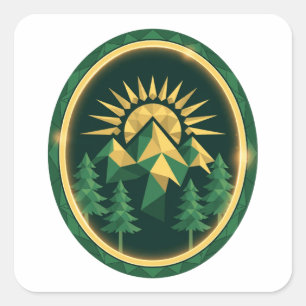 Sticker Carré Summit Crest — Badge de Montagne Géométrique