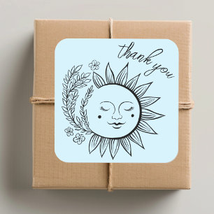 Sticker Carré Sun Floral Boho MERCI Élégant Pastel Chic