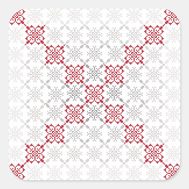 Sticker Carré SUN traditionnel letton motif géométrique II (Devant)