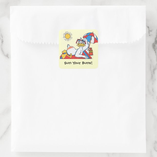 Sticker Carré Sun Your Buns Vacation Humour (Sac)