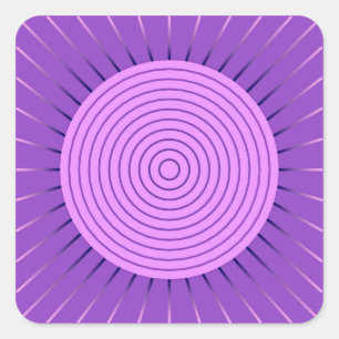Sticker Carré Sunburst géométrique moderne - Amethyst Purple
