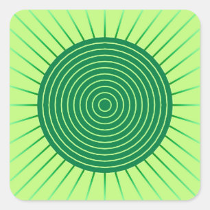 Sticker Carré Sunburst géométrique moderne - Vert émeraude et ch