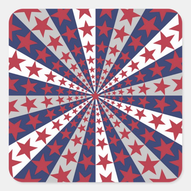 Sticker Carré Sunburst patriotique : Drapeau américain (Devant)